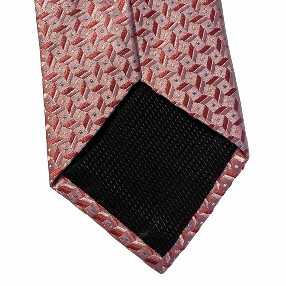 Nicole Miller Geometric Pink Blue Silk Neck Tie Woven Textured Shiny Necktie OS - Picture 7 of 12